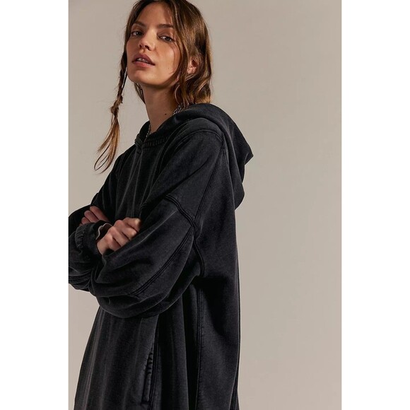 Free People We The Free Maxi Hoodie Sweatshirt Dress Oversized Cotton L 283971 - Picture 2 of 14